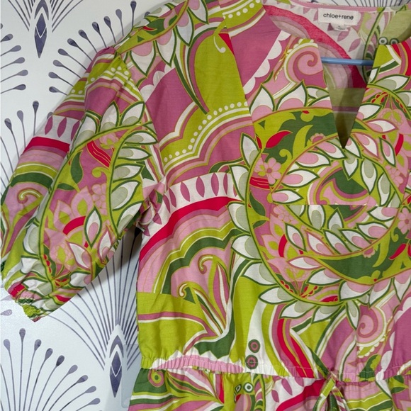 Vibrant Pink and Green Patterned Dress Womens size small - Picture 4 of 8